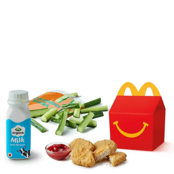 Chicken McNuggets Happy Meal 4 Pieces Price & Calories 2026 1 Chicken McNuggets Happy Meal at McDonald's Menu UK.