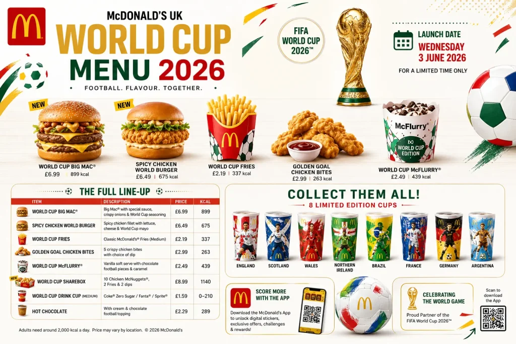 McDonald's World Cup Menu UK 2026 Full Menu, Prices & Dates 1 McDonald's World Cup Menu 2026.