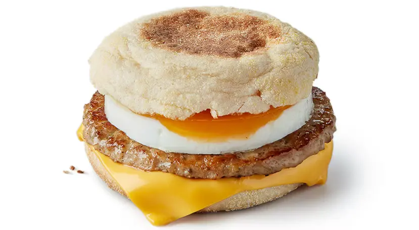 Sausage and Egg McMuffin - McDonald's Menu - Price, Calories 2026 1 Sausage and Egg McMuffin at McDonald's Breakfast Menu UK.