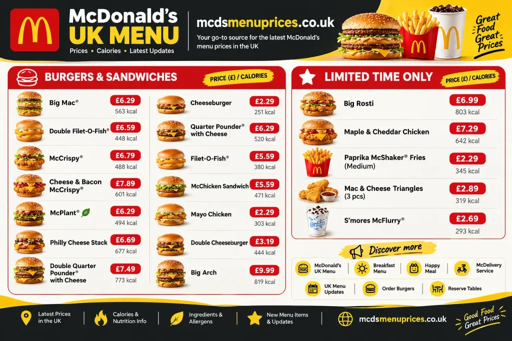 McDonald's Menu UK With Prices & Calories (October 2026) 1 McDonald's Menu in UK.